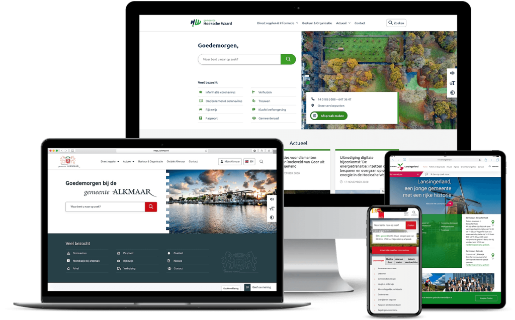 Gemeentewebsites binnen het Open Webconcept: gemeenten Alkmaar, Hoeksche Waard en Lansingerland.