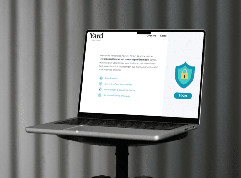 Melding om in te loggen op de website van Yard