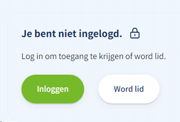 Een melding op de site van de LHV waarop staat: je bent niet ingelogd.
