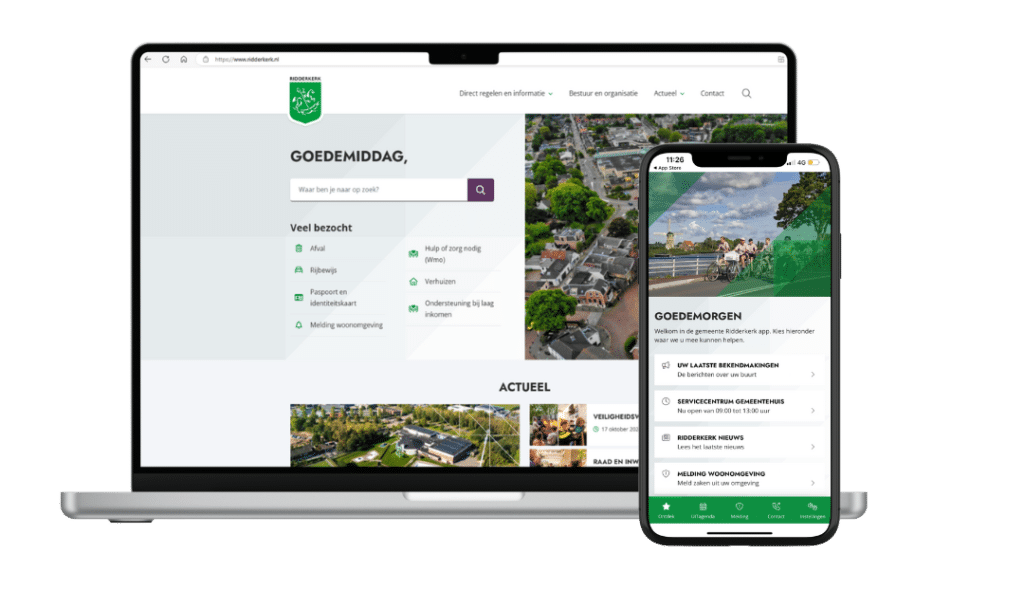 homepage gemeente ridderkerk mobiel en laptop