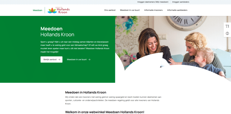 Screenshot homepage Meedoen-website Hollands Kroon