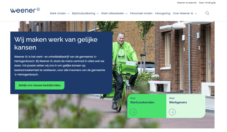 Homepage van de website van Weener XL
