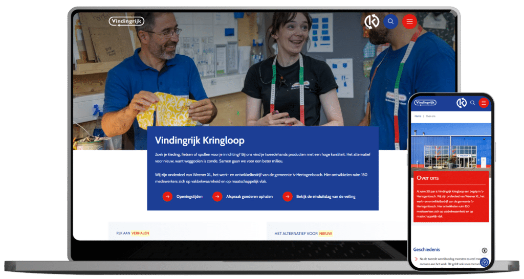 Website van Vindingrijk op een laptop en mobiel