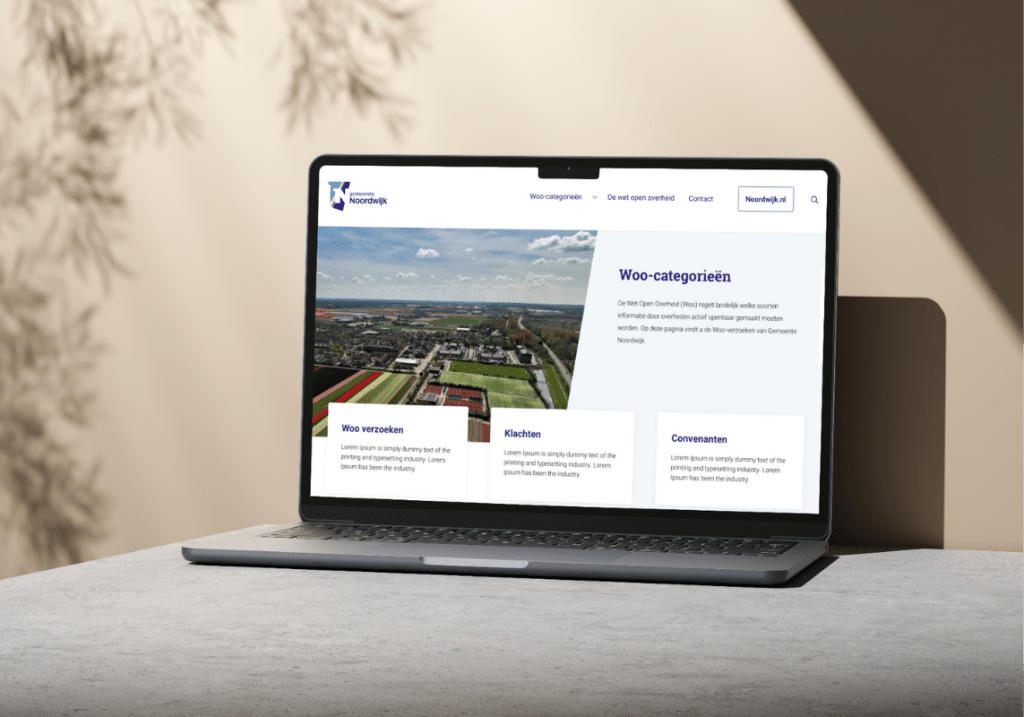 Woo portaal binnen het Open Webconcept van gemeente Noordwijk op een laptop.