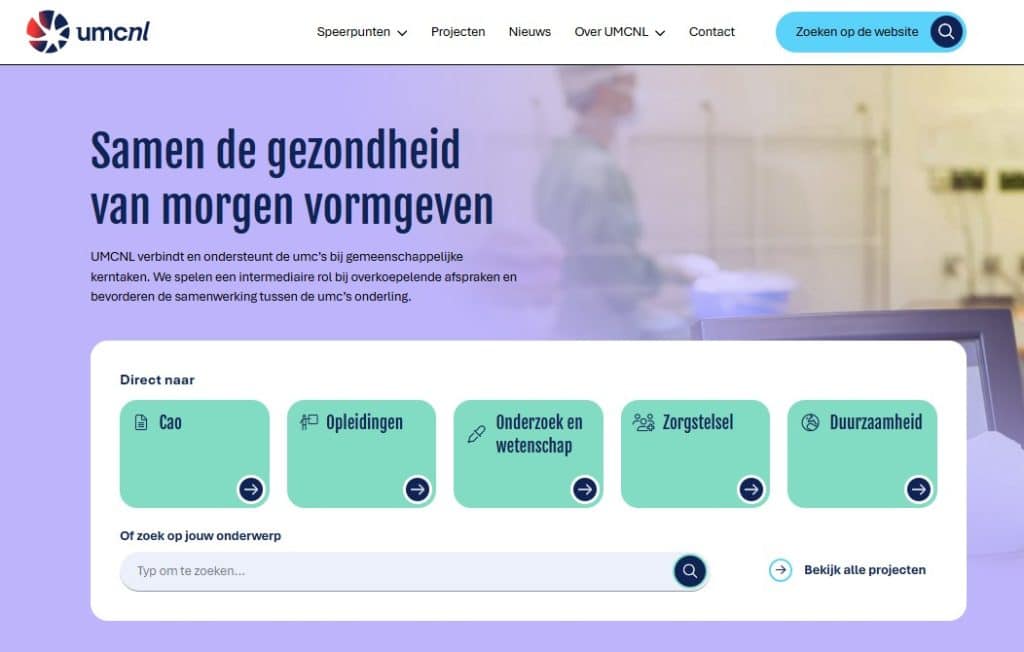 Homepage van UMCNL