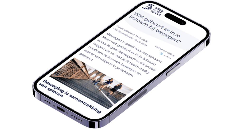Artikel over wat er in je lichaam gebeurt bij bewegen op het kennisplatform Alles over sport op een mobiel.