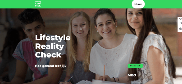 Homepage van onderzoekstool TestJeLeefstijl.