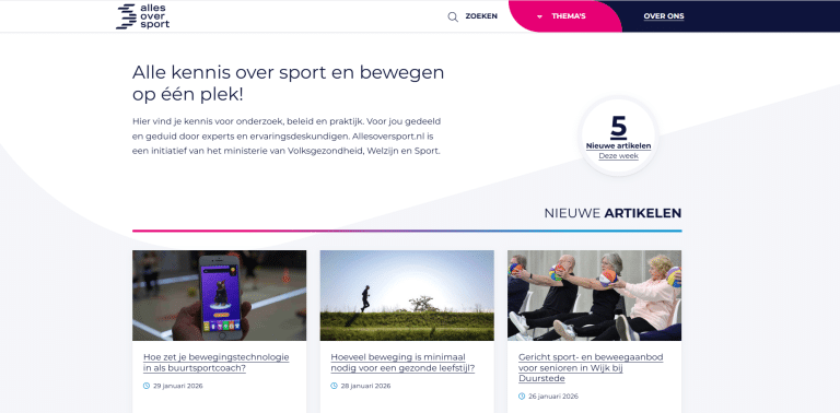 Homepage kennisplatform Alles over Sport