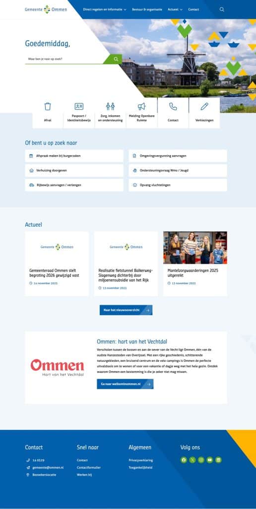De homepage van gemeente Ommen.