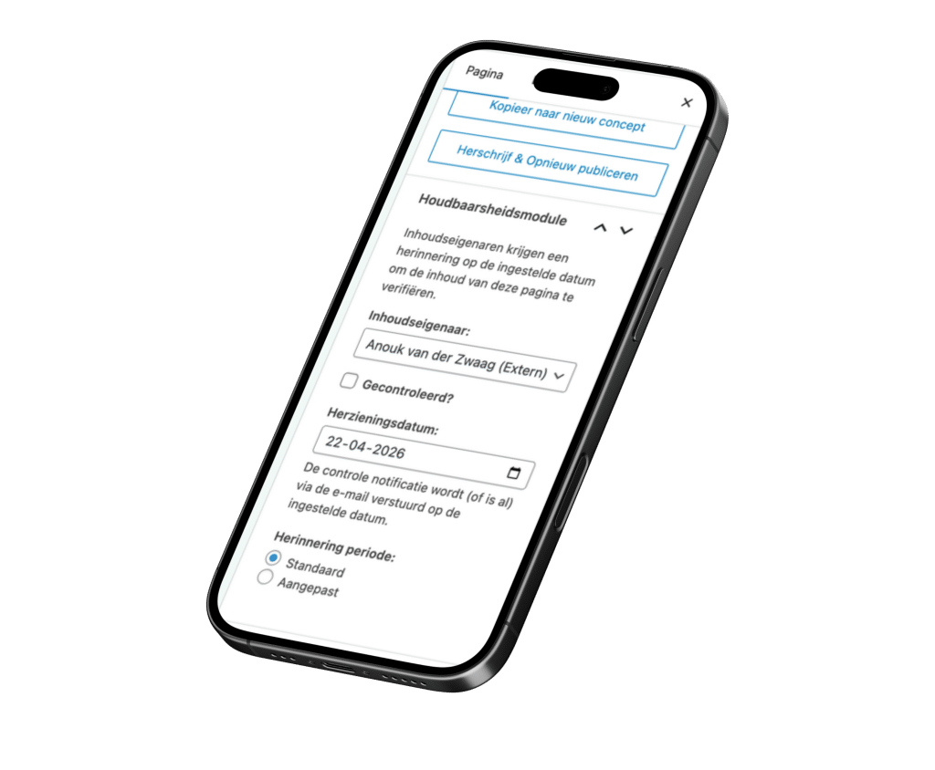 De houdbaarheidsmodule in het CMS van een gemeentewebsite. Hiermee automatiseer je contentbeheer op een slimme manier.