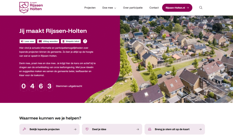 Homepage van het participatieplatform van gemeente Rijssen-Holten