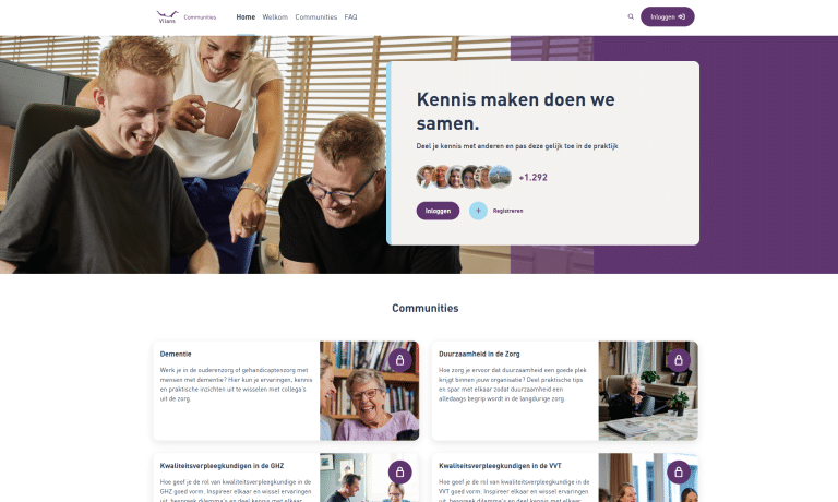 Screenshot homepage Vilans Communities