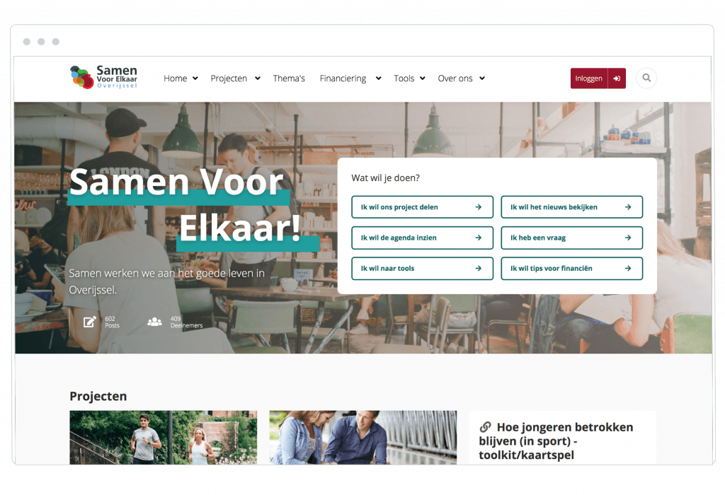Visuele weergave van het platform Samen Voor Elkaar Overijssel.