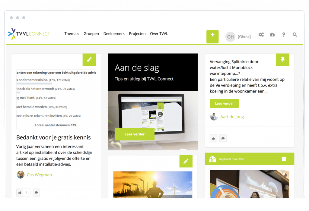 screenshot Online community platform TVVLconnect.nl