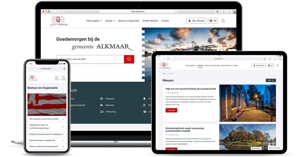 Visuele weergave van de vernieuwde website voor de gemeente Alkmaar.