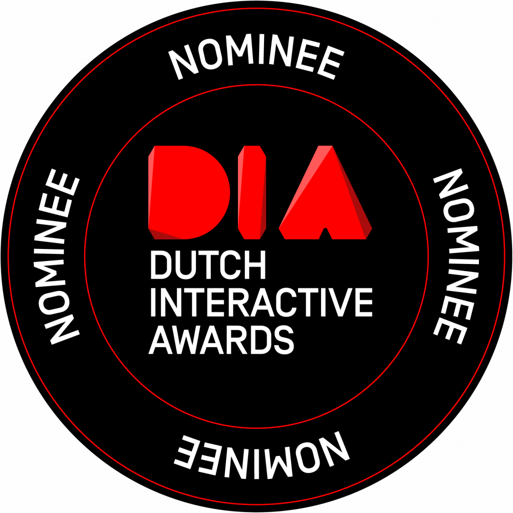 Embleem dat toont dat wij genomineerd zijn voor een DIA (Dutch Interactive Award)