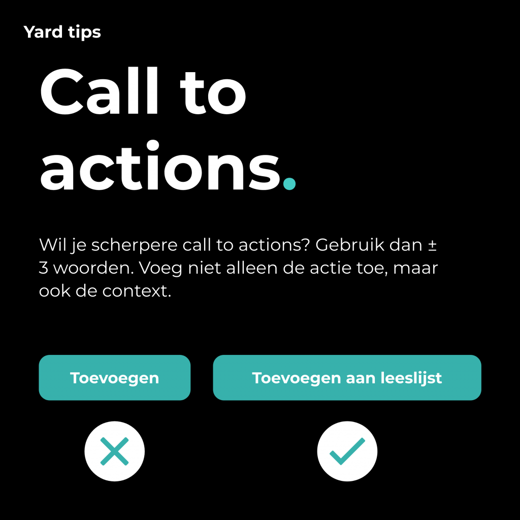 Een visuele weergave van een tip voor het maken van betere buttons en call to actions op je website.