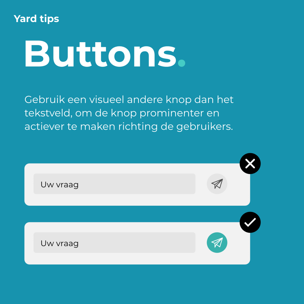 Een visuele weergave hoe je duidelijk verschil kan maken in knoppen. 