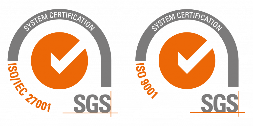 visuele weergave van twee iconen die aangeven dat wij het certificaat mogen dragen van ISO 9001 en ISO 27001