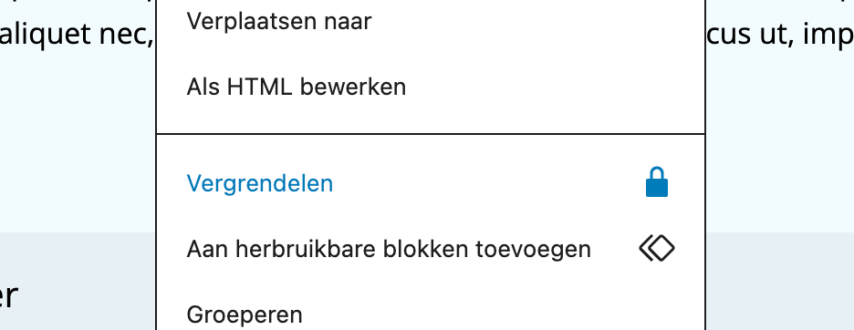 Met blokvergrendeling kun je voorkomen dat gebruikers bepaalde blokken verplaatsen en/of verwijderen.