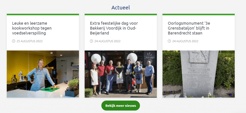 3 nieuwsitems naast elkaar zorgen voor een gebruiksvriendelijke gemeentewebsite.