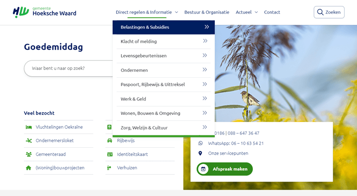 Een gebruiksvriendelijke gemeentewebsite heeft een taakgerichte menu-indeling.