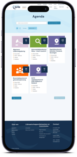 Agenda op de website van NVTZ
