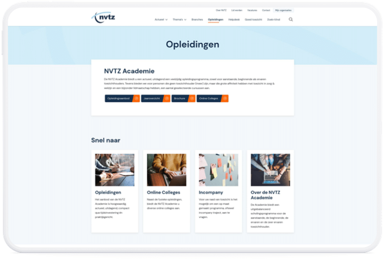 Academie op de website van NVTZ