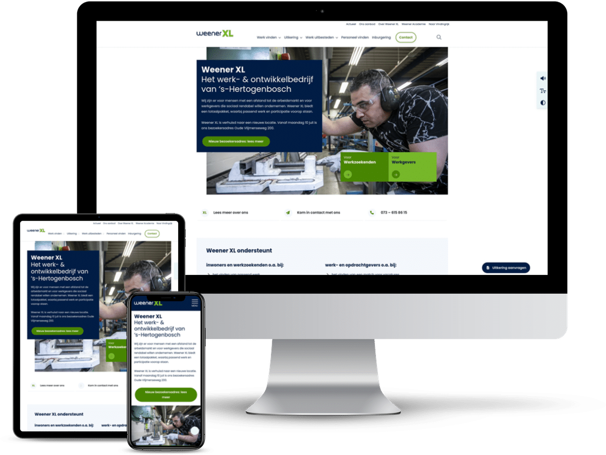 website weener xl op verschillende devices