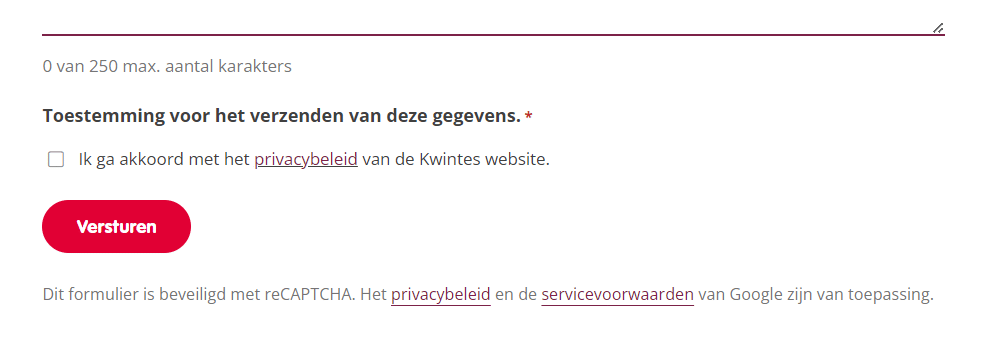 Voorbeeld van een formulier waarbij authenticatie onzichtbaar plaatsvindt.