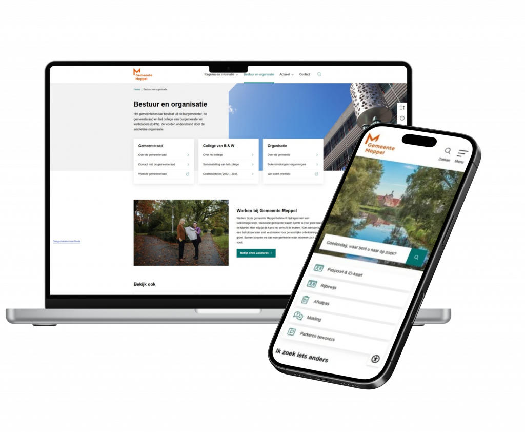 Laptop en telefoon met gemeente meppel website