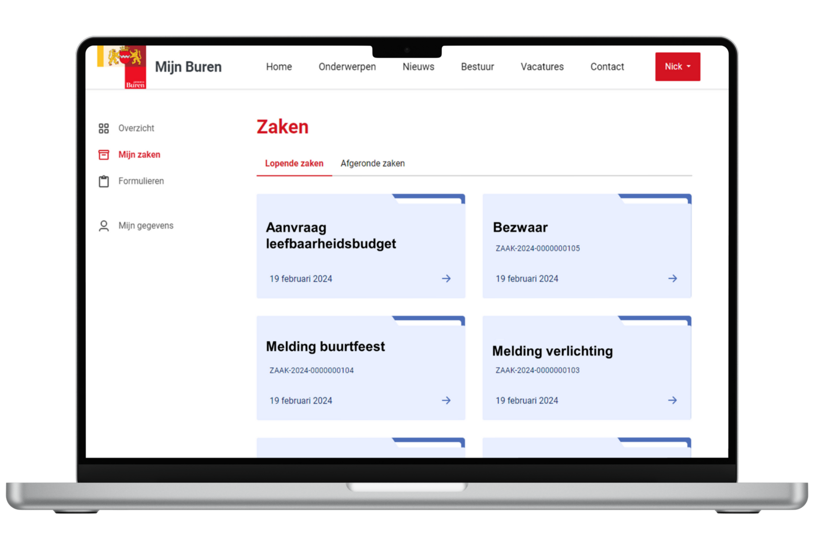 Overzicht van MijnOmgeving bij gemeente Buren